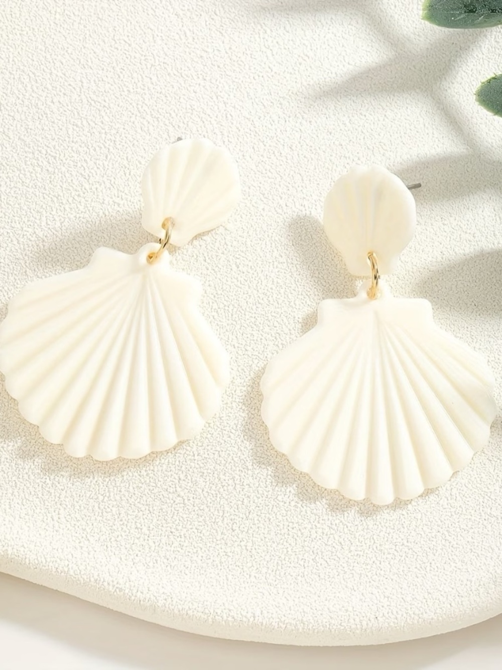 Shell Statement Earrings Ivory Drop Coastal Beach